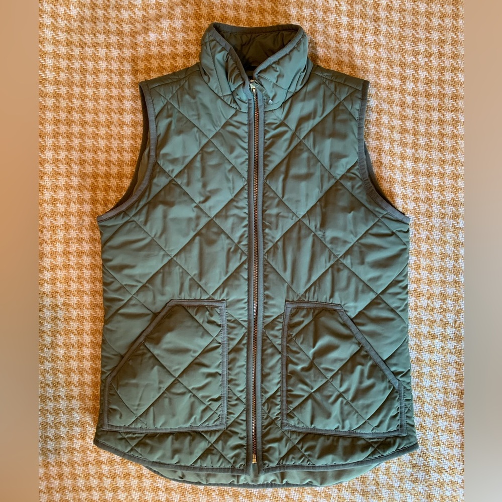 J. Crew Mercantile Quilted Green Vest Size XS